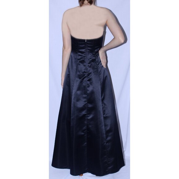 Poly USA #2396 Long Satin & Lace Bridesmaid Dress-Size XS- NAVY BLUE-NEW - Picture 2 of 4